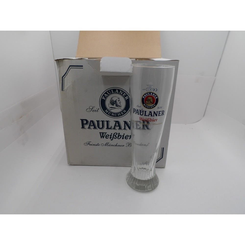6 Paulaner Beer Pilsner Glasses 0.5L  9.75" w Box Germany Munchen Draught NEW